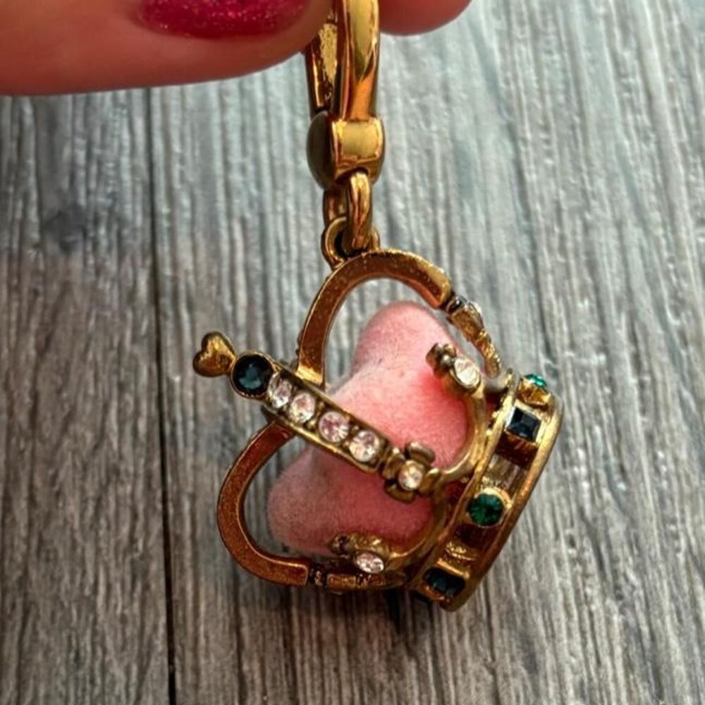 Y2K Juicy Couture Vintage Pink Velvet Crown Charm